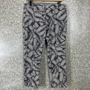 Ann Taylor Women's Blue & White Palm Print Patterned Crop Pants - Size 8 - Capri